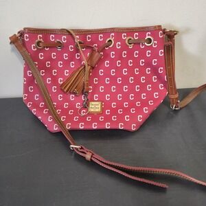 Dooney & Bourke Cincinnati Reds Purse Logo Monogram Red Crossbody Bucket Leather